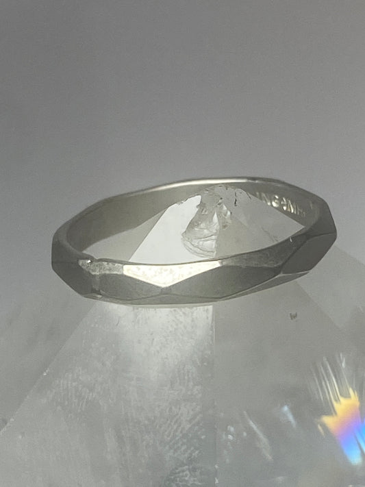 Stacker ring geometric slender band  sterling silver women girls b