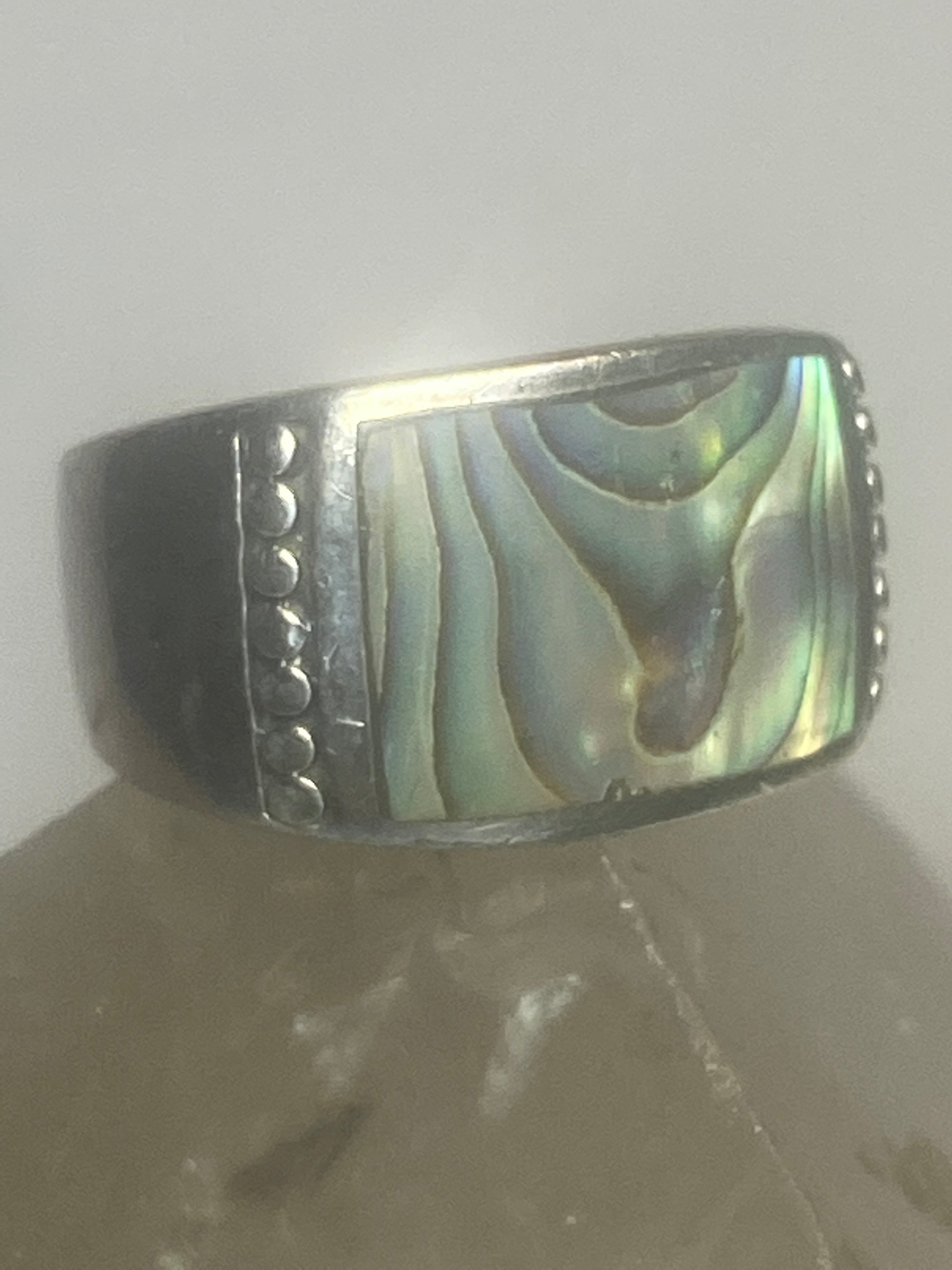 Abalone ring cigar band outlets sterling silver women girls boys