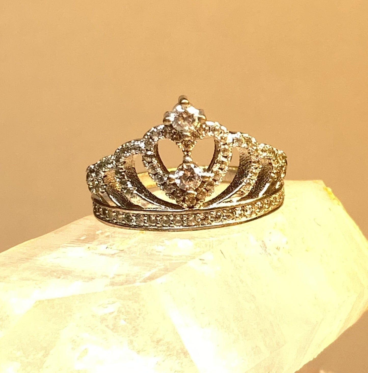 Crown ring princess tiara sterling silver women