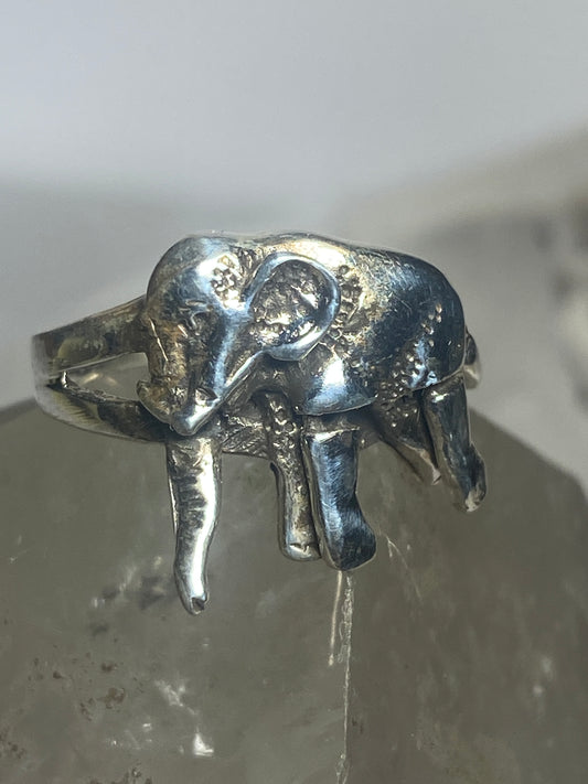 Elephant ring moving legs tail band sterling silver women girl