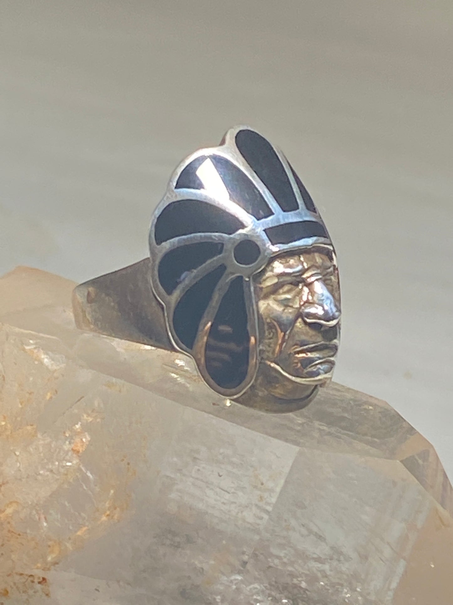 Chief ring size 7.50 southwest feather headdress figurative sterling silver women men