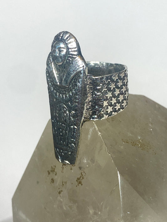 Egyptian ring mummy band pharaoh stars celestial sterling silver band women