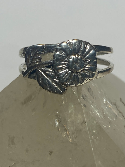 Flower ring floral band sterling silver women girls