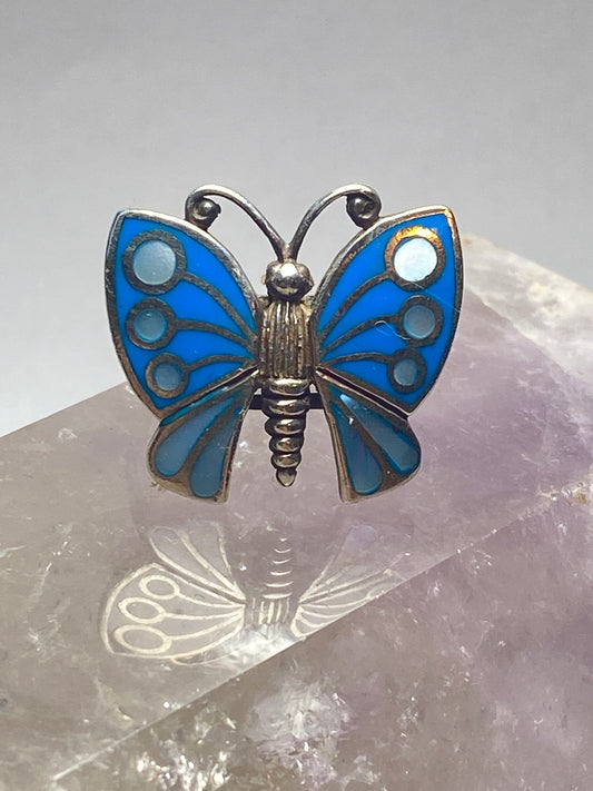 Butterfly ring size 6.75 mother of pearl sterling silver women girls