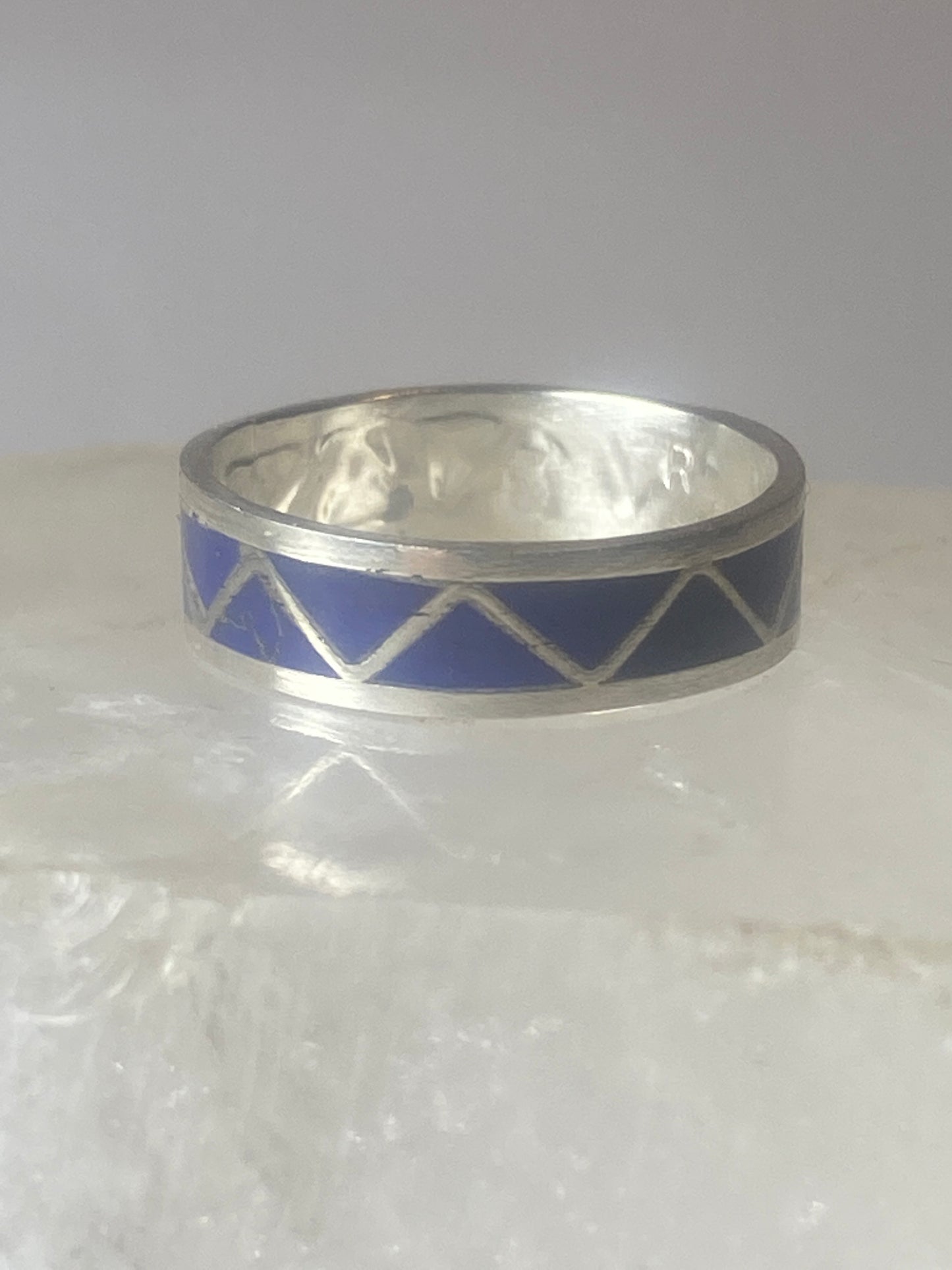 Blue lapis band ring size 9.50 Navajo southwest  sterling silver women b