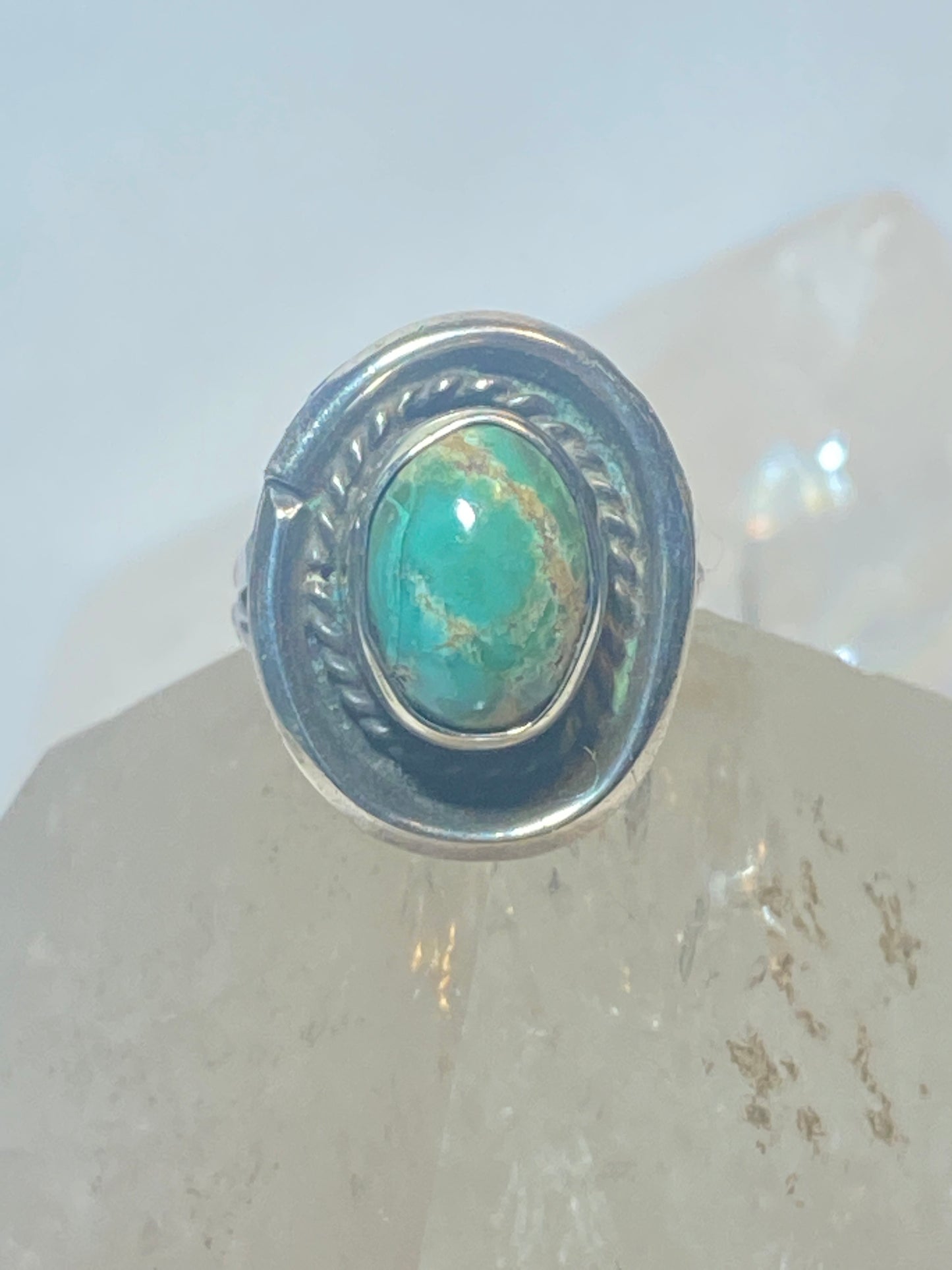 Green Turquoise ring Navajo pinky sterling silver women girls