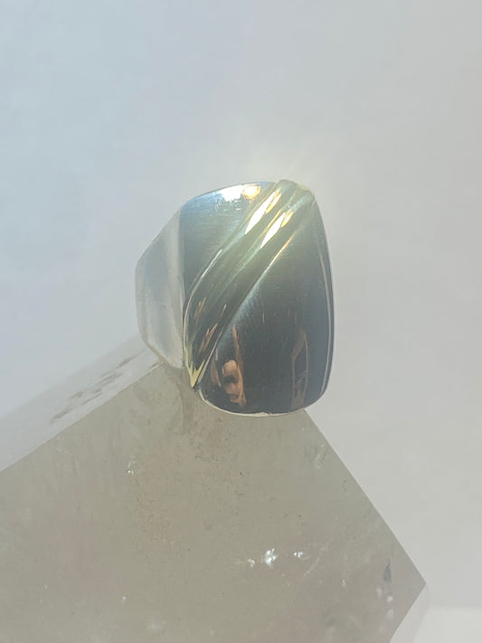 Knuckle ring chunky cigar band  sterling silver women