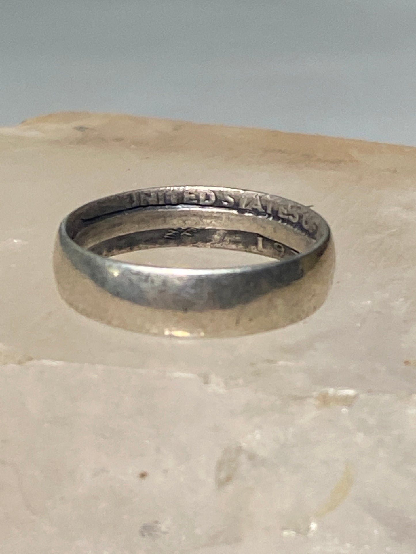 Quarter Dollar ring 1934 trench art band Liberty United States sterling silver women pinky