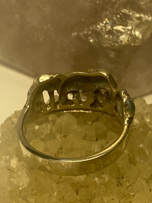 Elephant ring palm trees band sterling silver women