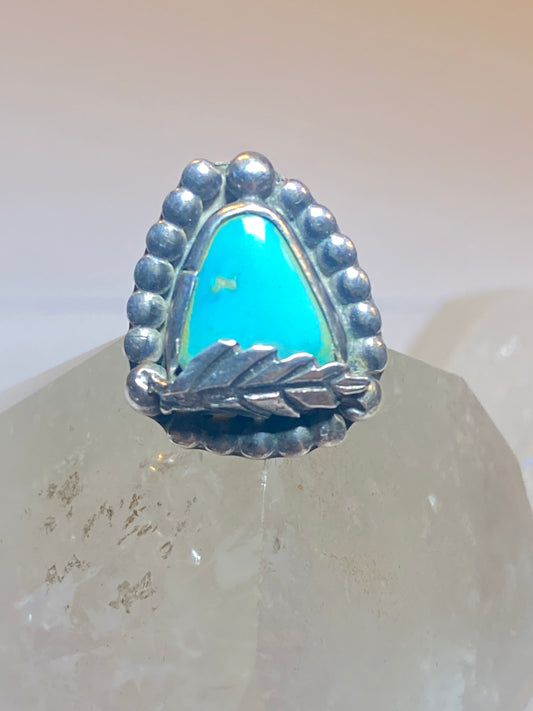 Turquoise ring size 6 feather Navajo southwest  sterling silver