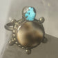 Turtle ring turquoise pinky southwest  band sterling silver women girls