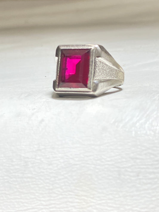 Red ring mid century sterling silver women men
