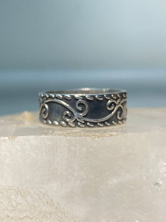 Floral ring wedding band sterling silver women men