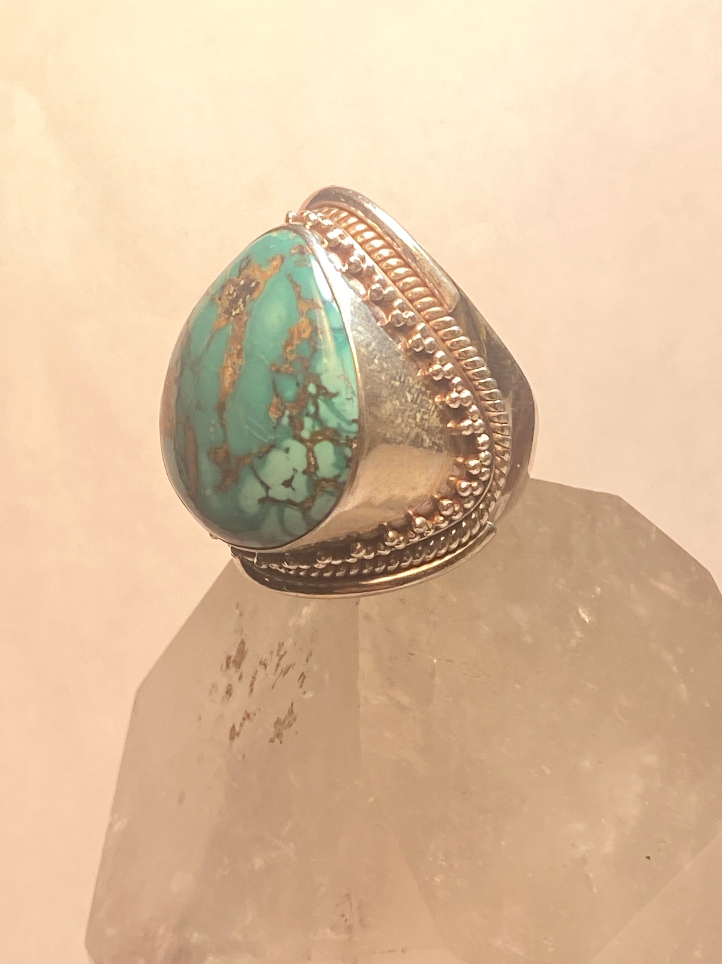 Turquoise ring size 11 cigar band sterling silver women men