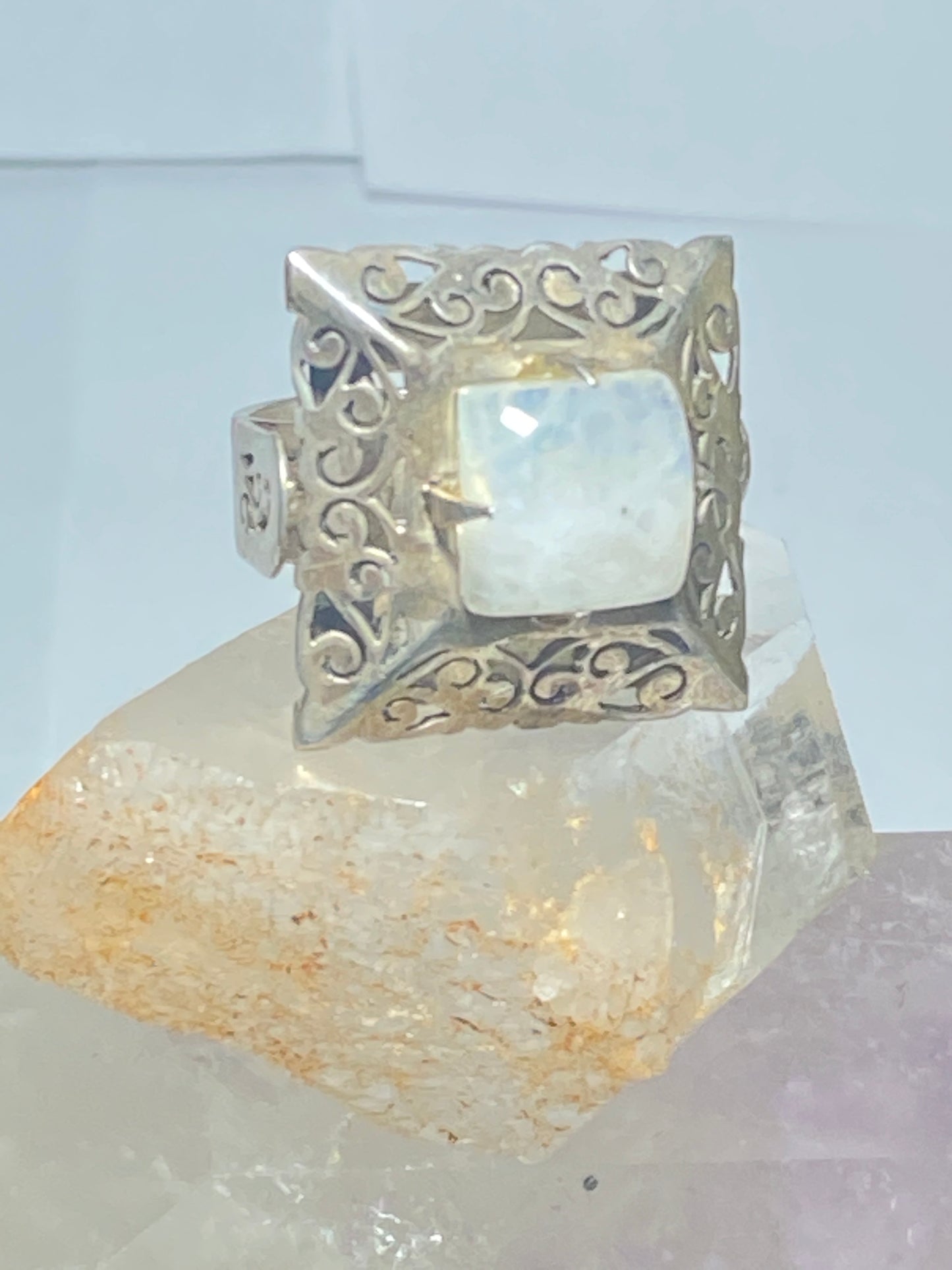 Moonstone Ring large square sterling silver women