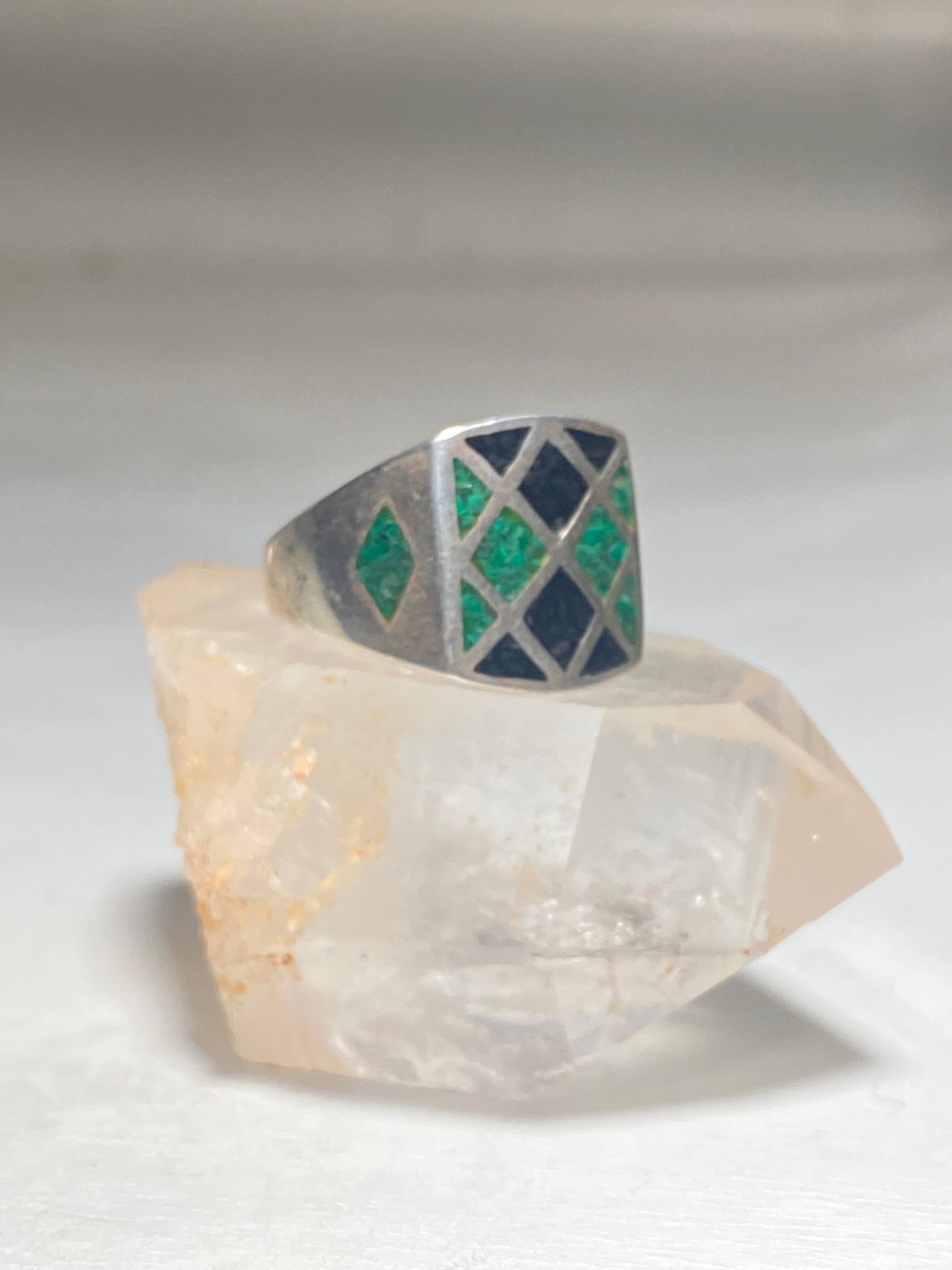 Onyx ring turquoise chips southwest sterling silver women men