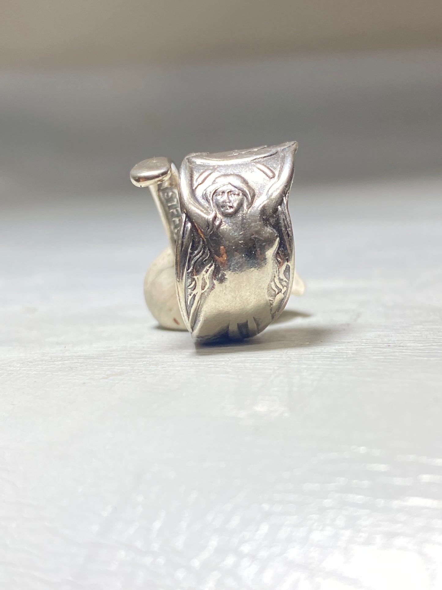 Spoon mermaid ring naked lady Marsh Plant band Shell sterling silver