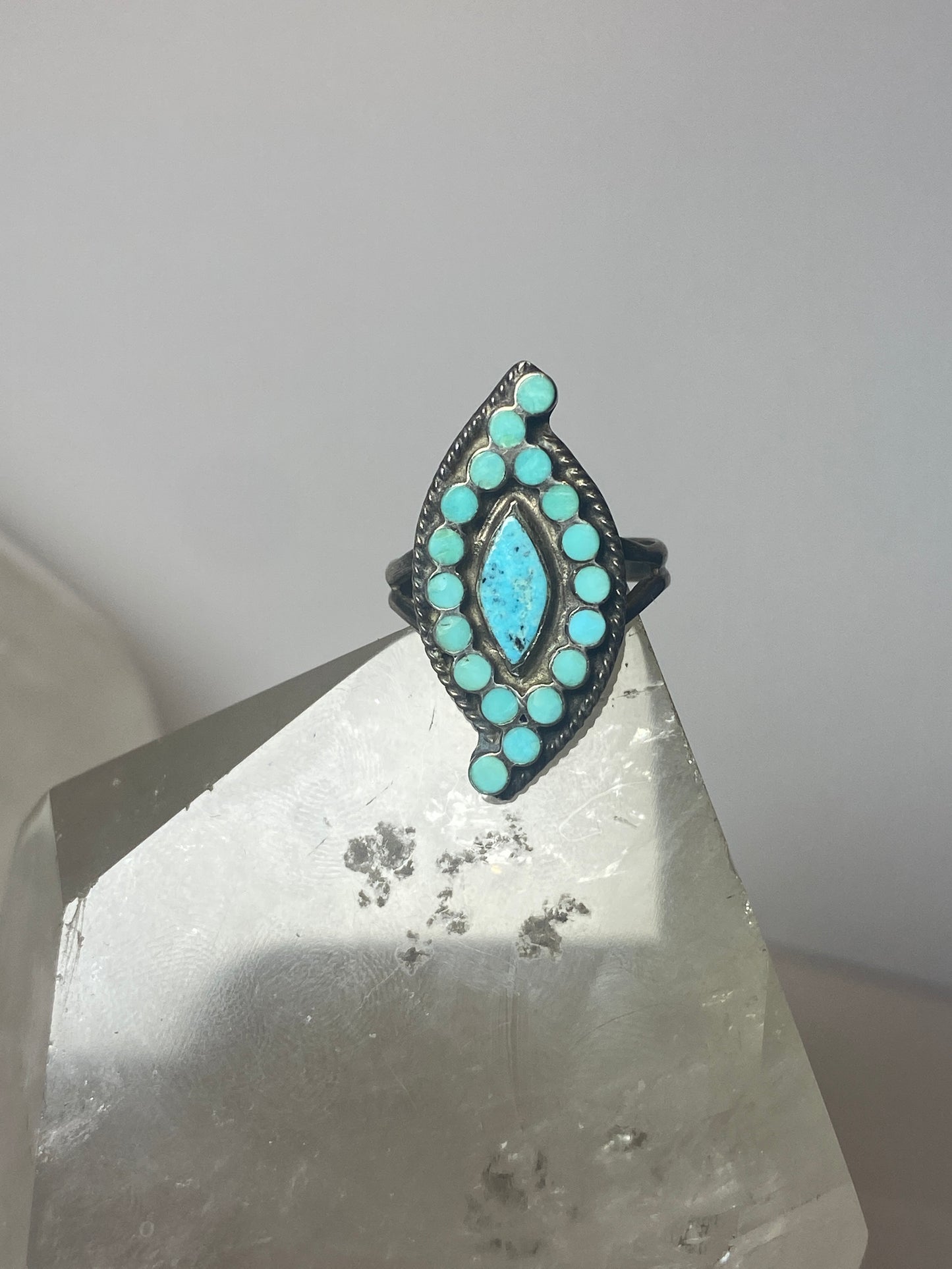 Zuni ring petite point turquoise southwest sterling silver women