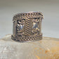 Cigar band size 8 wide leaves band sterling silver women girls