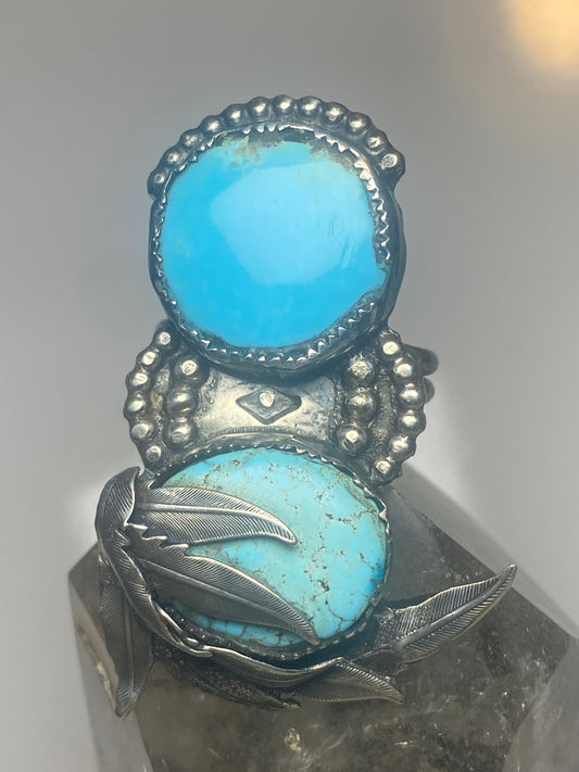 Turquoise ring size 6.50 southwest long sterling silver women