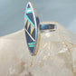 Onyx ring size 7 long mother of pearl turquoise sterling silver women girls