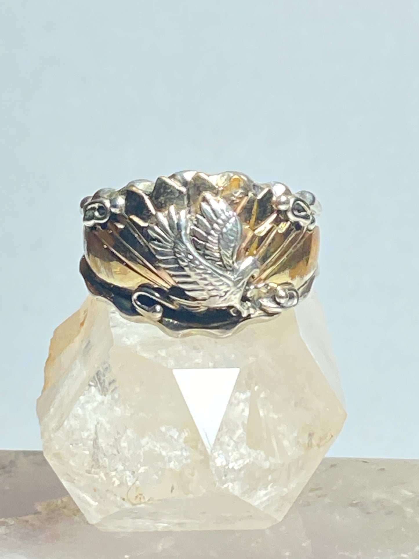 Eagle ring Navajo sterling silver detailed with a different metal.