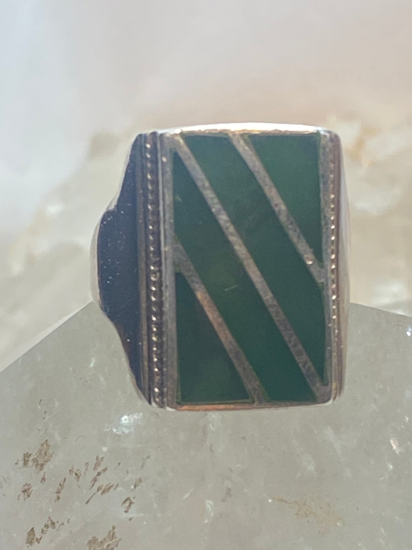 Green ring size 8.75 sterling silver men women