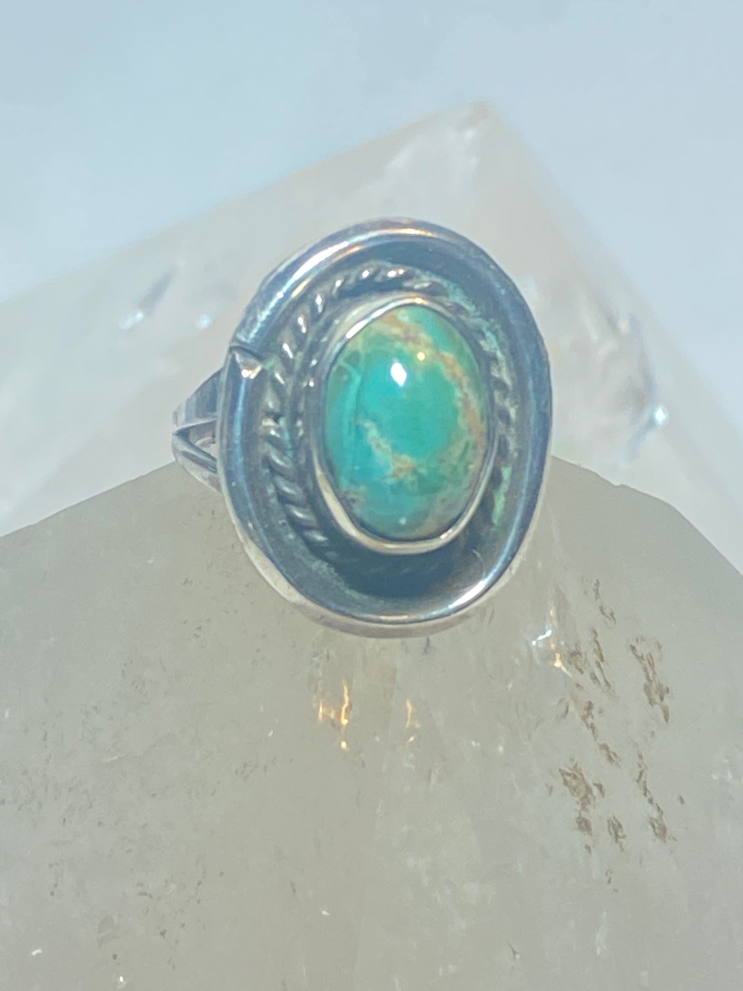 Green Turquoise ring Navajo pinky sterling silver women girls