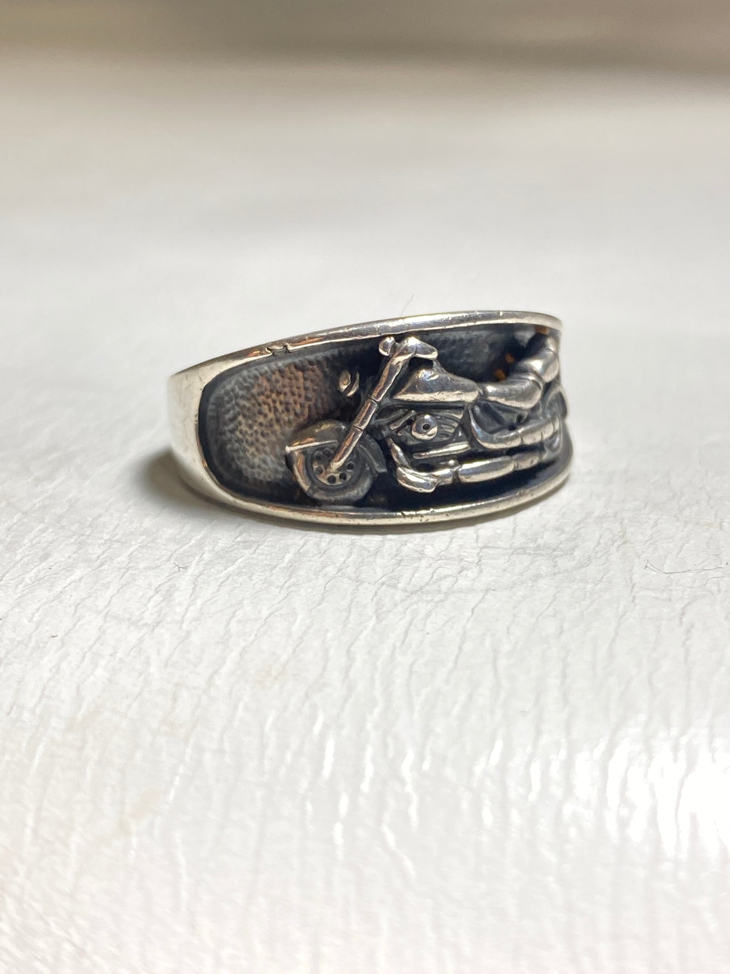 Motorcycle ring biker band sterling silver by Ott