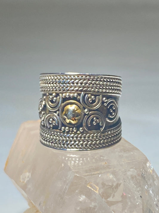 Cigar band size 6.75 wide rope ring sterling silver women girls