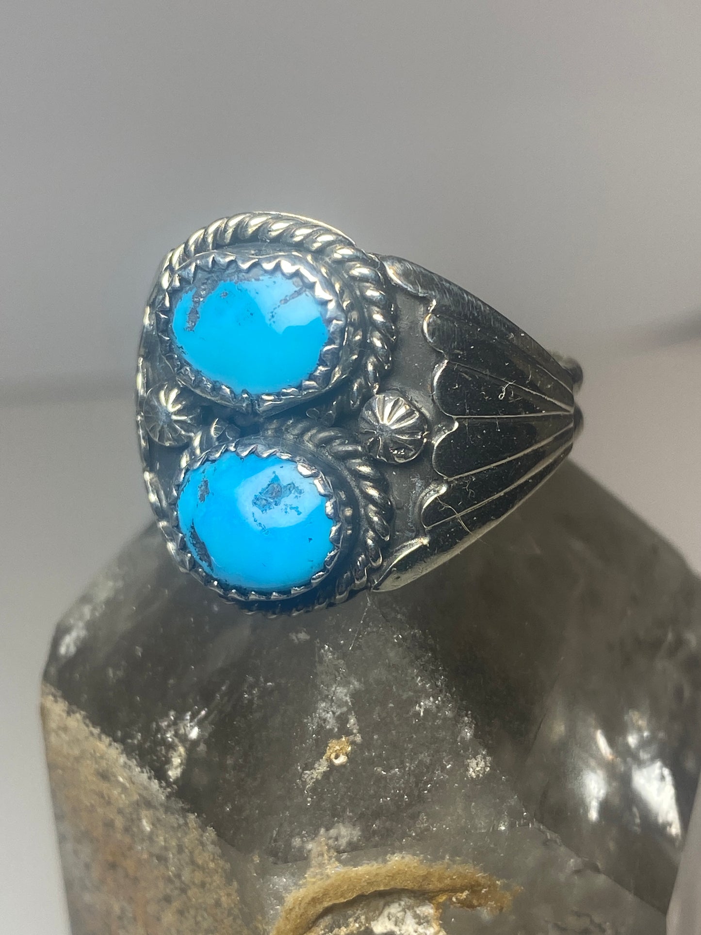 Turquoise ring size 13 Navajo southwest sterling silver women men