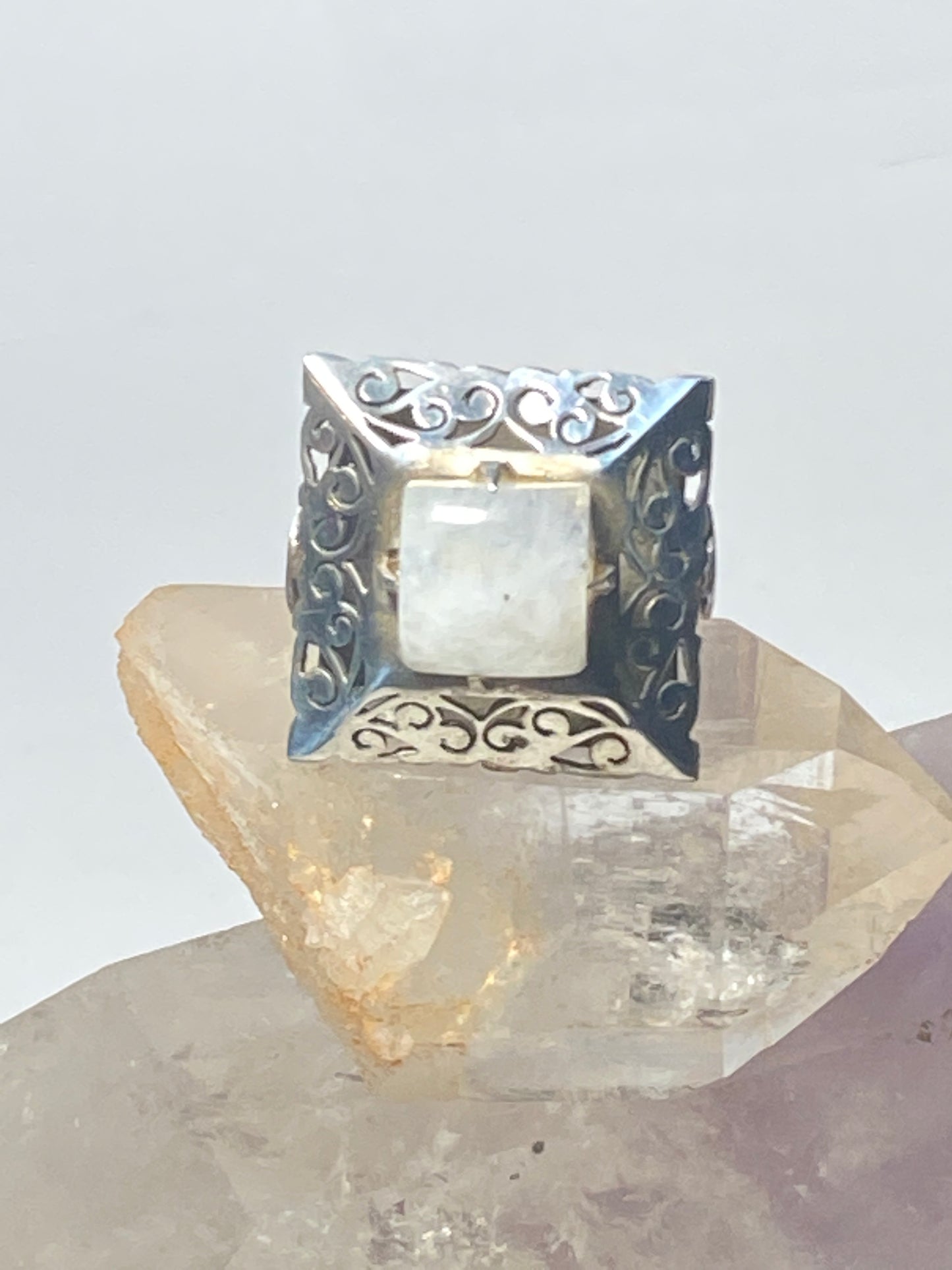 Moonstone Ring large square sterling silver women