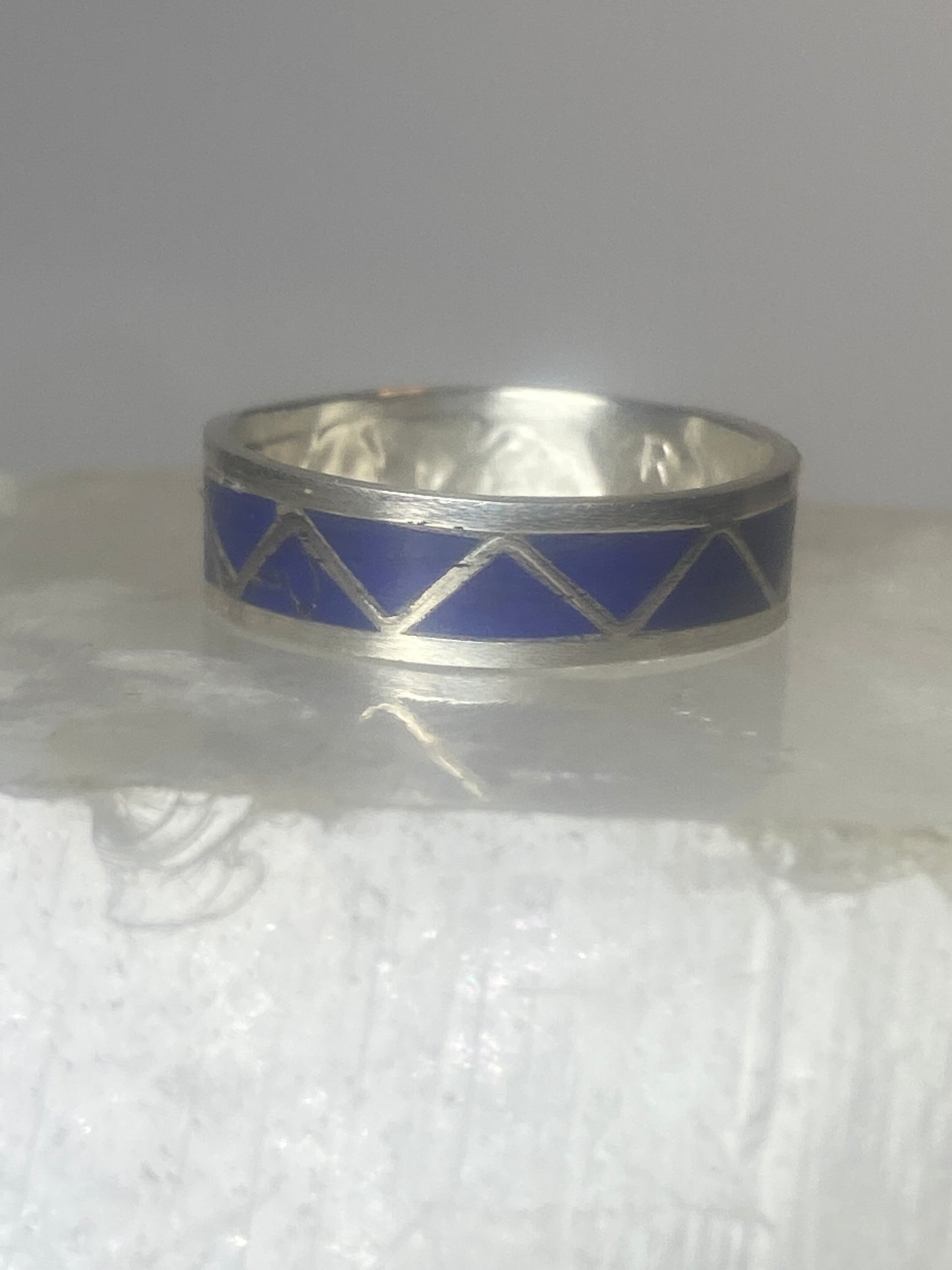 Blue lapis band ring size 9.50 Navajo southwest  sterling silver women b