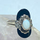 onyx opal Ring marcasites Art Deco style  mourning sterling silver women