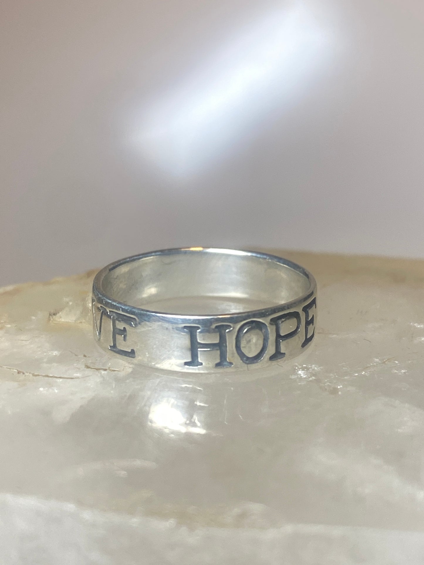 Love Hope Faith ring size 6.75 Solid words religious band sterling silver
