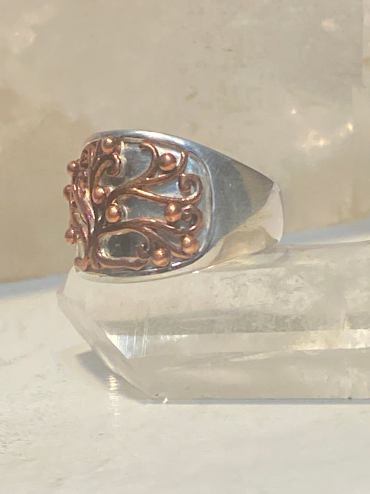 Tree ring size 8 floral band  sterling silver women girls