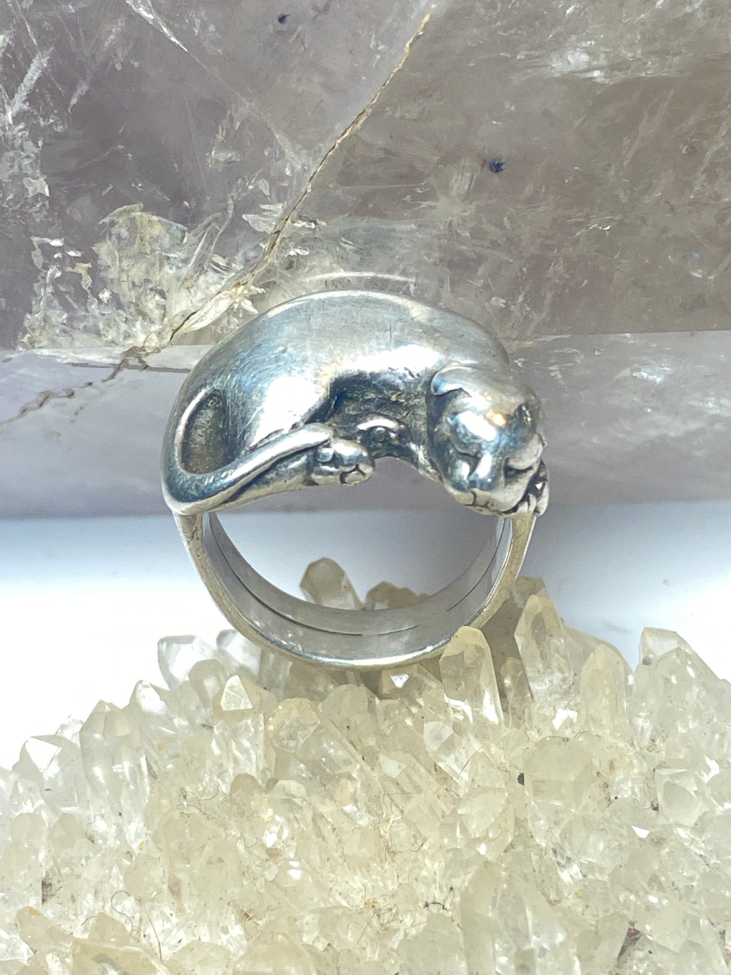 Cat ring size 4.50 Yesberger resting cat pinky sterling silver women
