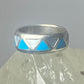 Turquoise ring mother of pearl band wedding pinky southwest sterling silver women