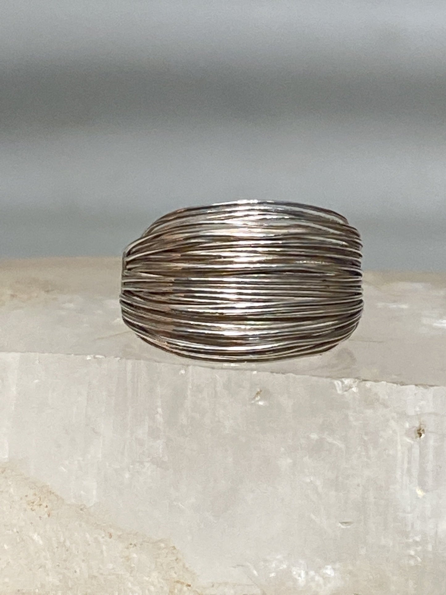Wire wrapped ring handmade band sterling silver women