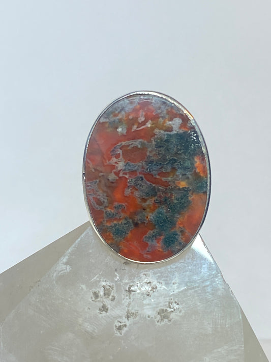 Agate ring southwest sterling silver women