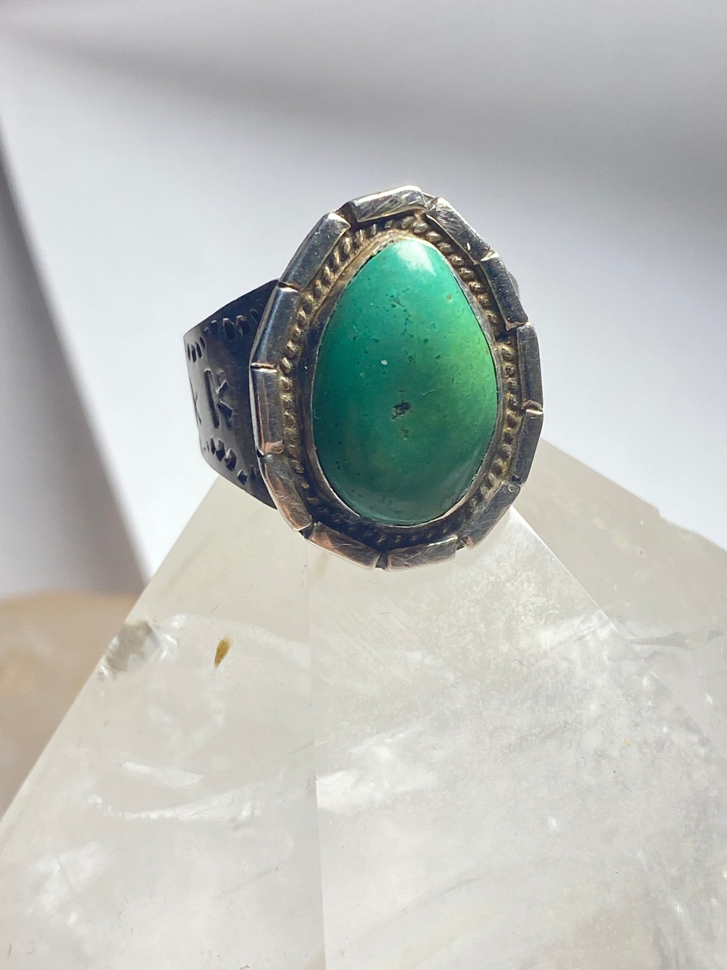 Turquoise ring size 11 long Navajo southwest Native American  sterling silver women men