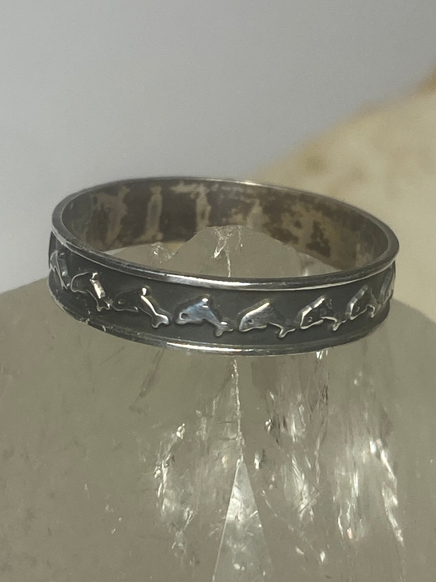 Dolphin  ring dolphins band stacker sterling silver women men boys