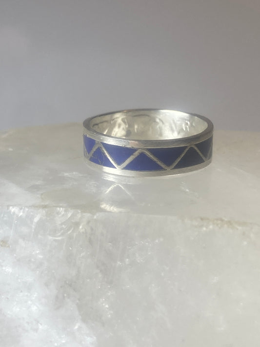 Blue lapis band ring size 9.50 Navajo southwest  sterling silver women b
