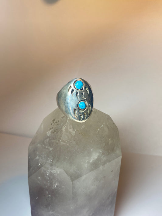 turquoise ring Navajo bear footprint sterling silver women men