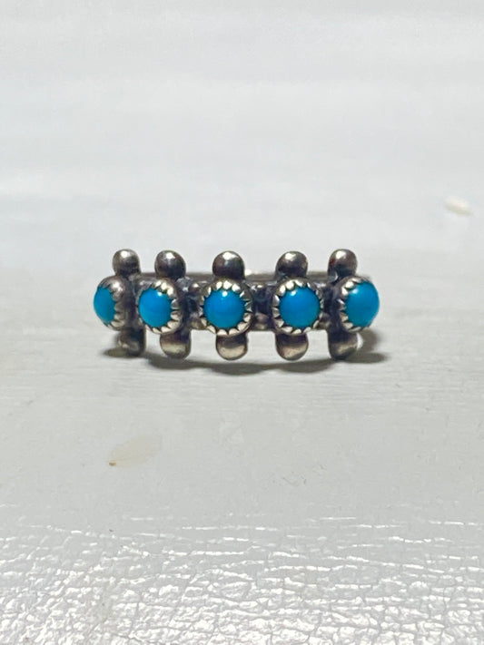 Zuni ring Turquoise petite point stacker band southwest sterling silver girls women