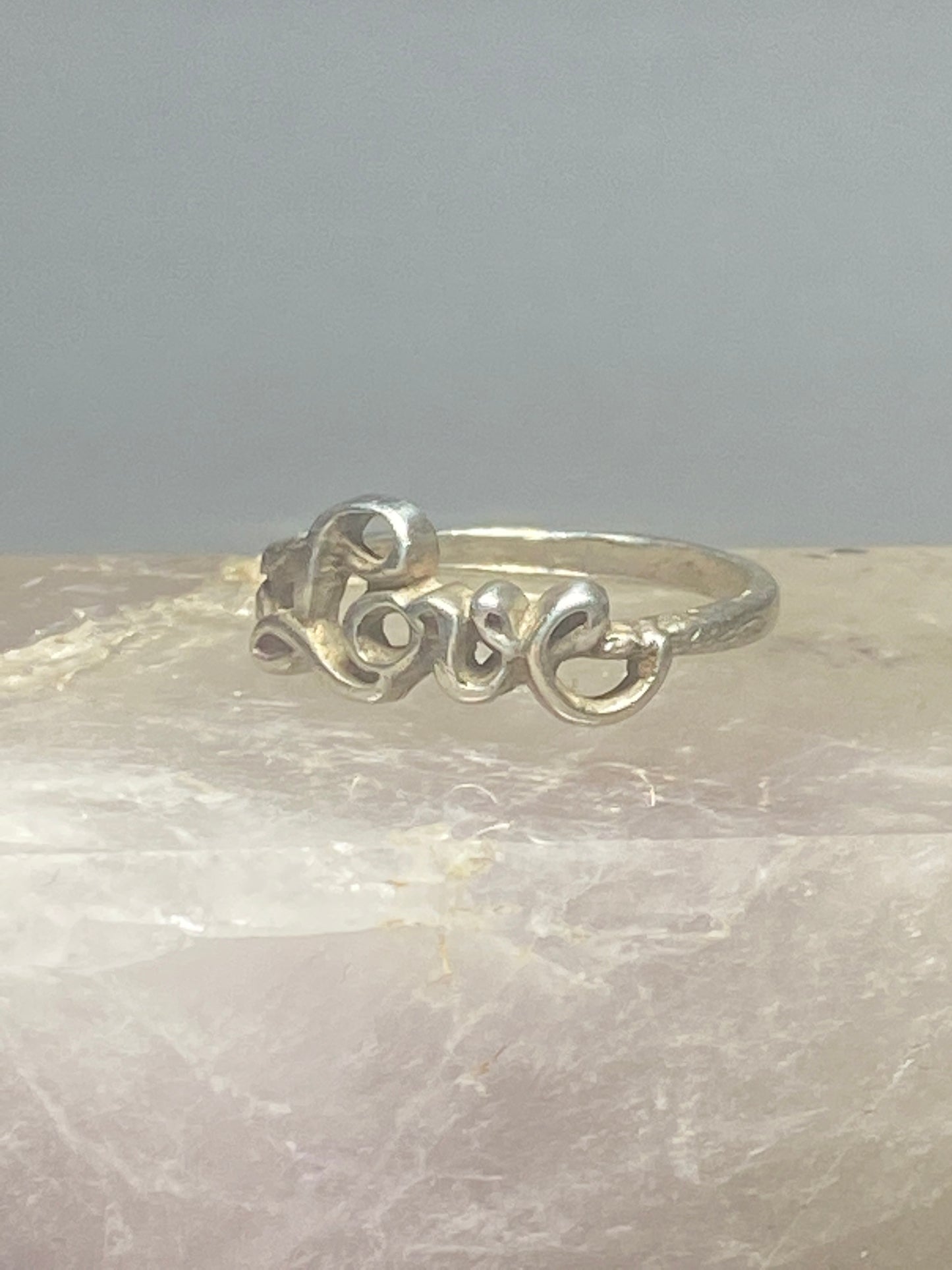 Love ring friendship word band sterling silver ring women girls