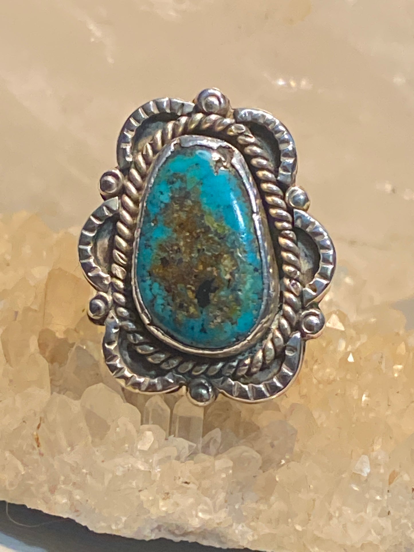 Turquoise Ring size 7.50 Navajo southwest sterling silver women