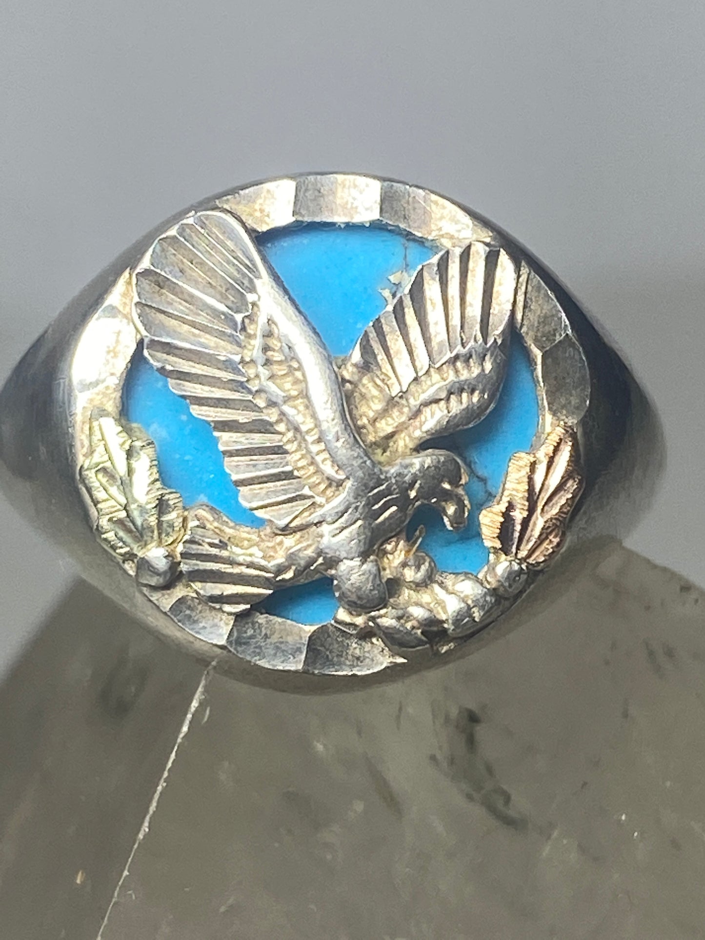 Black Hills Gold ring Eagle band sterling silver women men