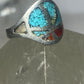 Marijuana ring  pot band turquoise coral chips southwest pinky sterling silver women