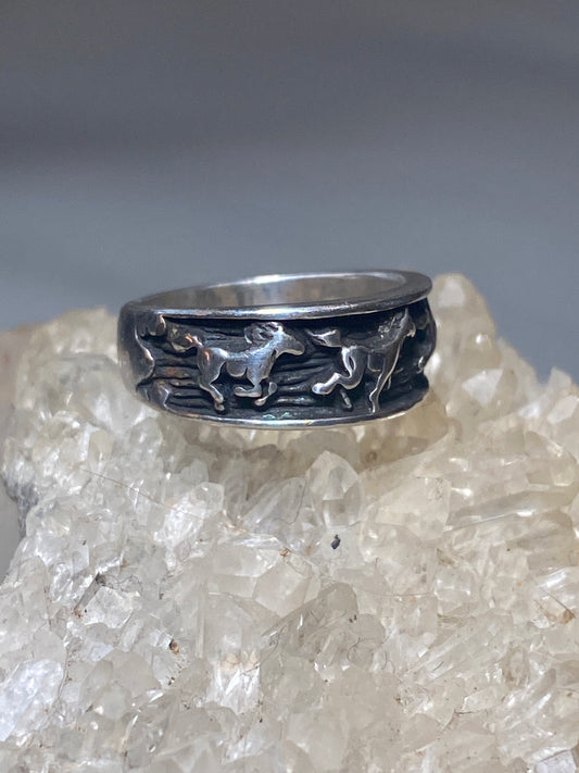Horse ring horses cowgirl band pinky sterling silver southwest women girls b
